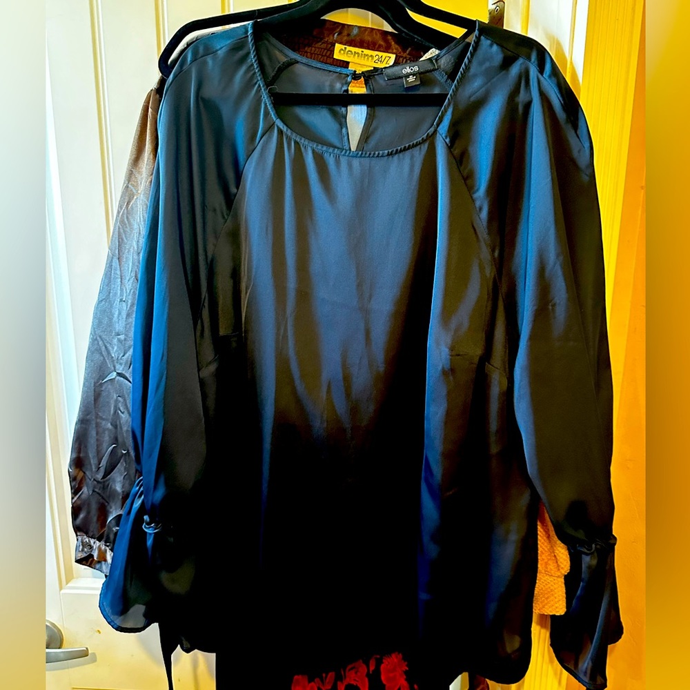 Navy satin blouse
